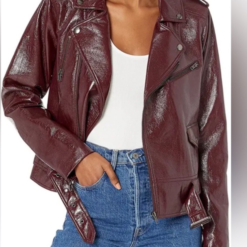 Parker Burgundy Leather Biker Jacket